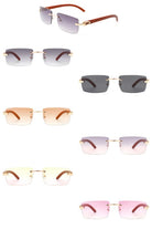 Rectangle Rimless Retro Tinted Sunglasses Cramilo Eyewear