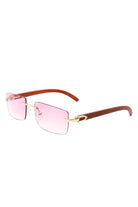 Rectangle Rimless Retro Tinted Sunglasses Cramilo Eyewear