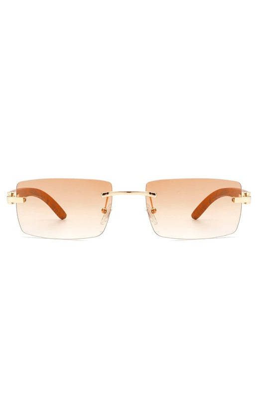 Rectangle Rimless Retro Tinted Sunglasses Cramilo Eyewear