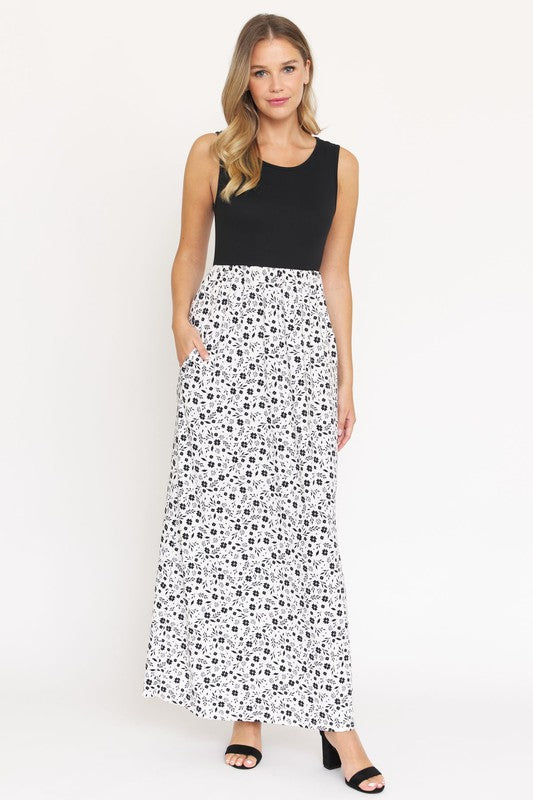 Sleeveless Floral Maxi Dress EG fashion