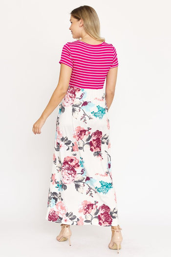 Short Sleeve Floral Maxi Dress EG fashion