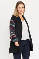 Bishop Sleeve Open Cardigan With Pockets EG fashion