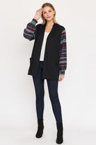 Bishop Sleeve Open Cardigan With Pockets EG fashion