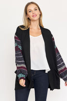 Bishop Sleeve Open Cardigan With Pockets EG fashion