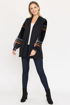 Bishop Sleeve Open Cardigan With Pockets EG fashion