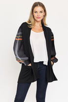 Bishop Sleeve Open Cardigan With Pockets EG fashion