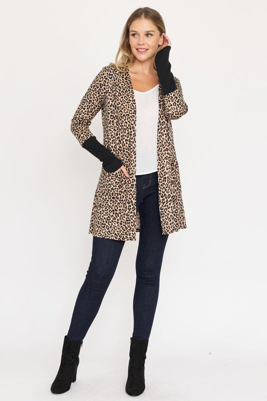 Plus Leopard Print Open Cardigan EG fashion