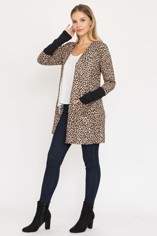 Plus Leopard Print Open Cardigan EG fashion