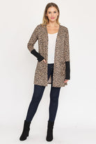 Plus Leopard Print Open Cardigan EG fashion