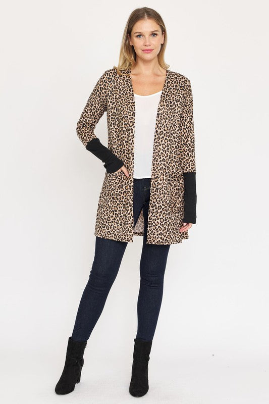 Leopard Print Open Cardigan EG fashion