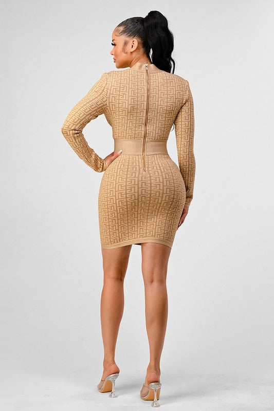 ATHINA HOLIDAY COLLECTION GOLD BANDAGE DRESS Athina