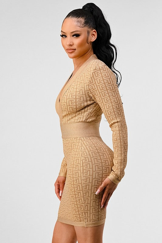 ATHINA HOLIDAY COLLECTION GOLD BANDAGE DRESS Athina