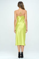 Satin Bias Slip Dress with Slit Renee C.