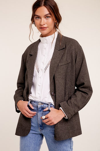 Oversized Solid Blazer Listicle