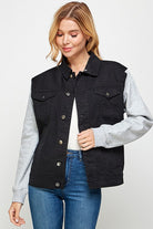 Women's Denim  Jacket with Fleece Hoodies Blue Age