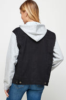 Women's Denim  Jacket with Fleece Hoodies Blue Age