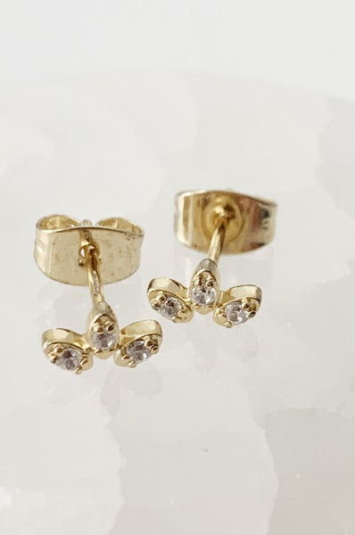 Mini Crystal Lotus Studs HONEYCAT Jewelry