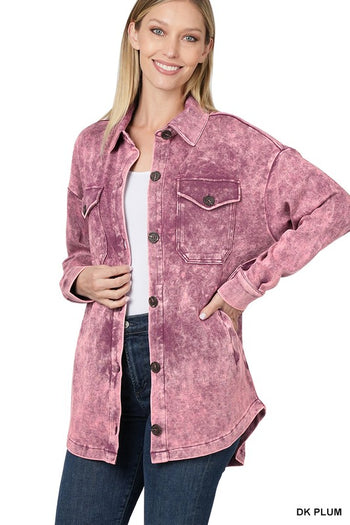 Acid Wash Shacket ZENANA