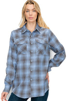 Boyfriend Fit Checker Plaid Flannel Long Sleeve WEIV