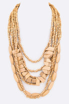 Mix Wooden Beads Statement Layer Necklace LA Jewelry Plaza