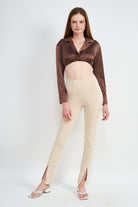 LONG SLEEVE COLLARED CROP TOP WITH UNDERWIRE Emory Park