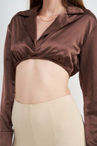 LONG SLEEVE COLLARED CROP TOP WITH UNDERWIRE Emory Park
