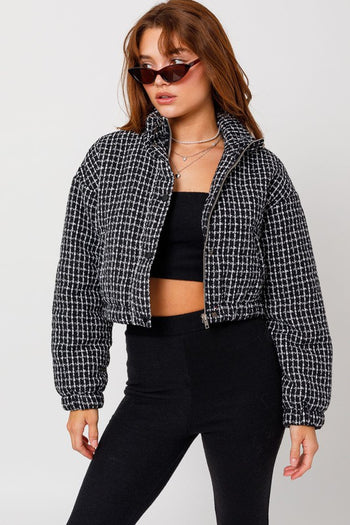 Tweed Crop Puffer Jacket LE LIS