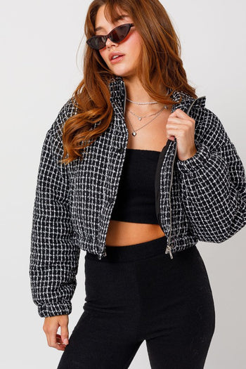 Tweed Crop Puffer Jacket LE LIS