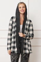 Buffalo Plaid Hooded Cardigan EG fashion