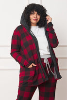 Buffalo Plaid Hooded Cardigan EG fashion