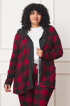 Buffalo Plaid Hooded Cardigan EG fashion