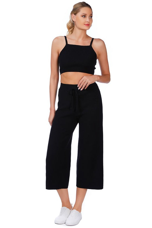 Solid Casual Drawstring Cropped Pants Rag Company