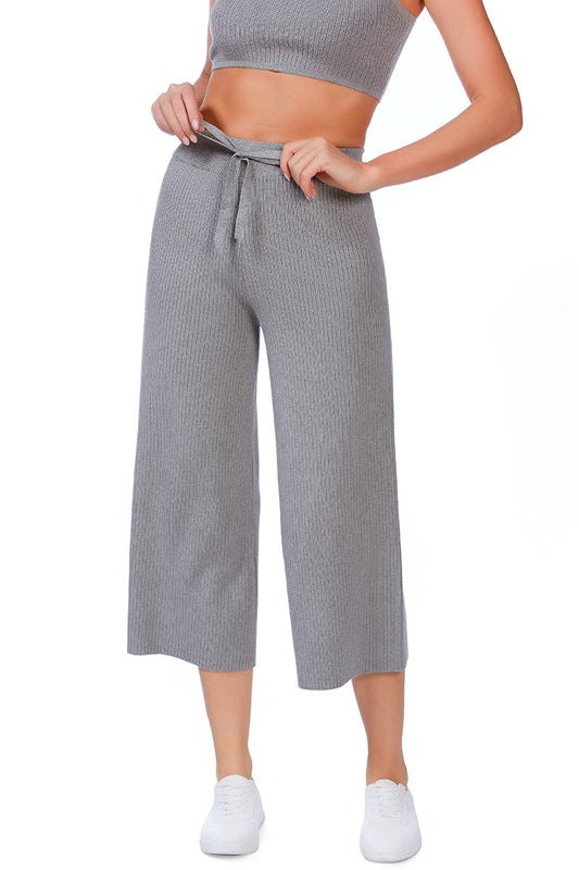 Solid Casual Drawstring Cropped Pants Rag Company
