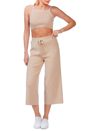 Solid Casual Drawstring Cropped Pants Rag Company