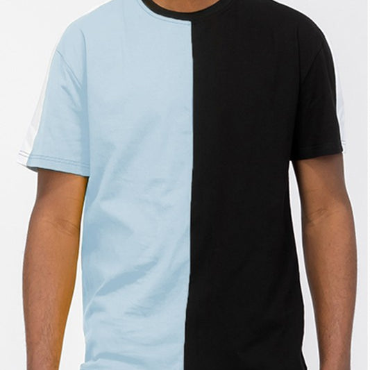 TWO TONE COLOR BLOCK SHORT SLEEVE TSHIRT WEIV