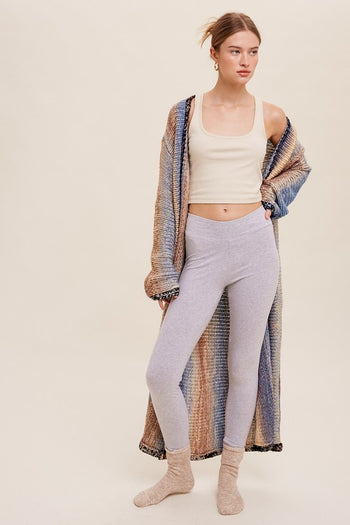 Multi Color Gradation Long Knit Open Cardigan Listicle