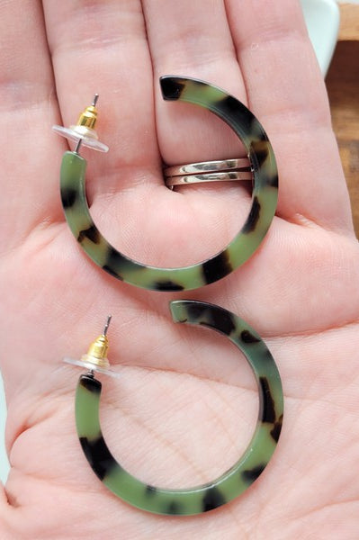 Camy Earrings - Olive Tortoise Spiffy & Splendid