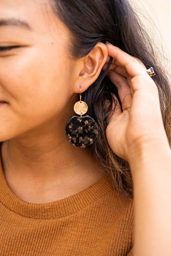 Zoey Earrings - Black & Bronze Spiffy & Splendid