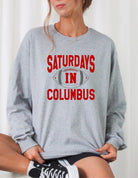 Saturdays in Columbus Football Cozy Crewneck Ocean and 7th