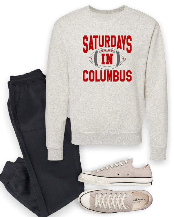 Saturdays in Columbus Football Cozy Crewneck Ocean and 7th