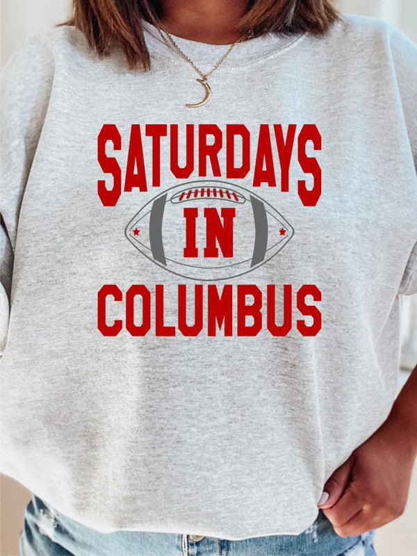 Saturdays in Columbus Football Cozy Crewneck Ocean and 7th