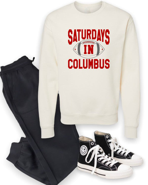 Saturdays in Columbus Football Cozy Crewneck Ocean and 7th