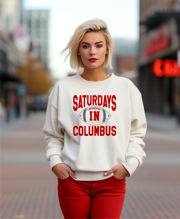 Saturdays in Columbus Football Cozy Crewneck Ocean and 7th