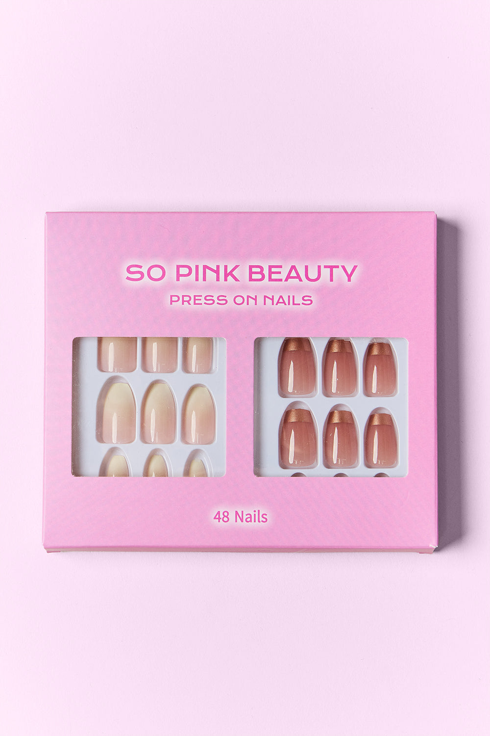 Press On Nails - 2 Set Bundle Pack of 48 Nails SO PINK BEAUTY