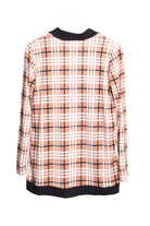 Plaid Contrast Drape Open Cardigan EG fashion