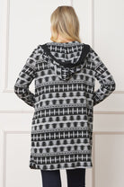 Long Tribal Print Hooded Cardigan EG fashion