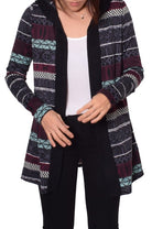 Long Tribal Print Hooded Cardigan EG fashion