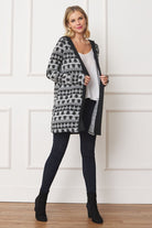 Long Tribal Print Hooded Cardigan EG fashion