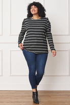 Shirred Puff Sleeve Stripe Top EG fashion