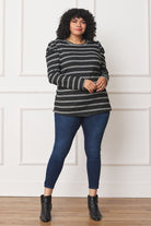 Shirred Puff Sleeve Stripe Top EG fashion